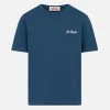 T-shirt da bambino Dover in jersey di cotone blu navy con ricamo St. Barth