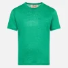 T-shirt da bambino in jersey di lino verde Alex