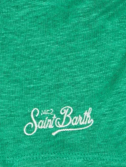 T-shirt da bambino in jersey di lino verde Alex