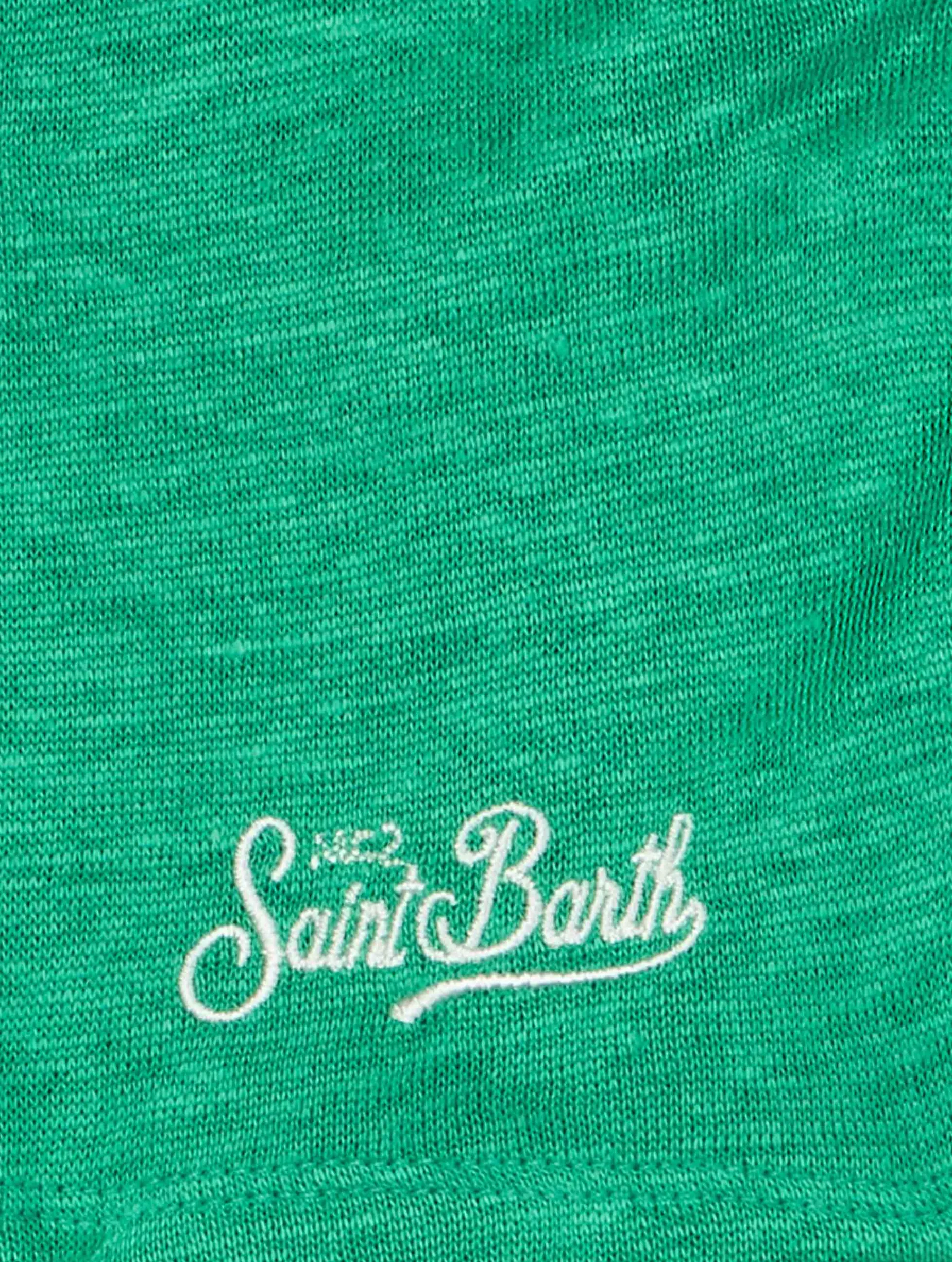 T-shirt da bambino in jersey di lino verde Alex
