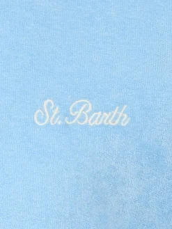 T-shirt da bambino in spugna azzurra Gary con ricamo St. Barth