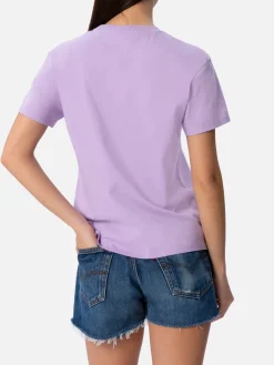 T-shirt da donna girocollo Emilie in jersey di cotone con ricamo Save water drink Spritz