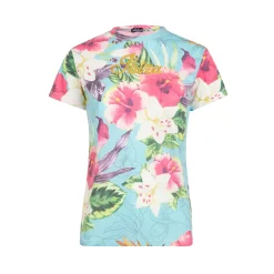 T-shirt da donna in cotone con stampa ibiscus