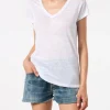 T-shirt da donna in lino bianco