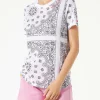 T-shirt da donna in lino con stampa bandana