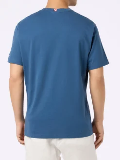 T-shirt da uomo classic fit in jersey di cotone Portofino con ricamo Bocciato puro all'alcol test