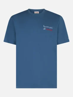 T-shirt da uomo classic fit in jersey di cotone Portofino con ricamo Bocciato puro all'alcol test