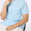 T-shirt da uomo Ecstasea in jersey di lino azzurro con taschino
