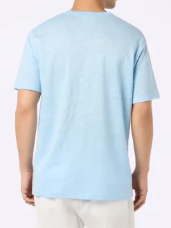 T-shirt da uomo Ecstasea in jersey di lino azzurro con taschino