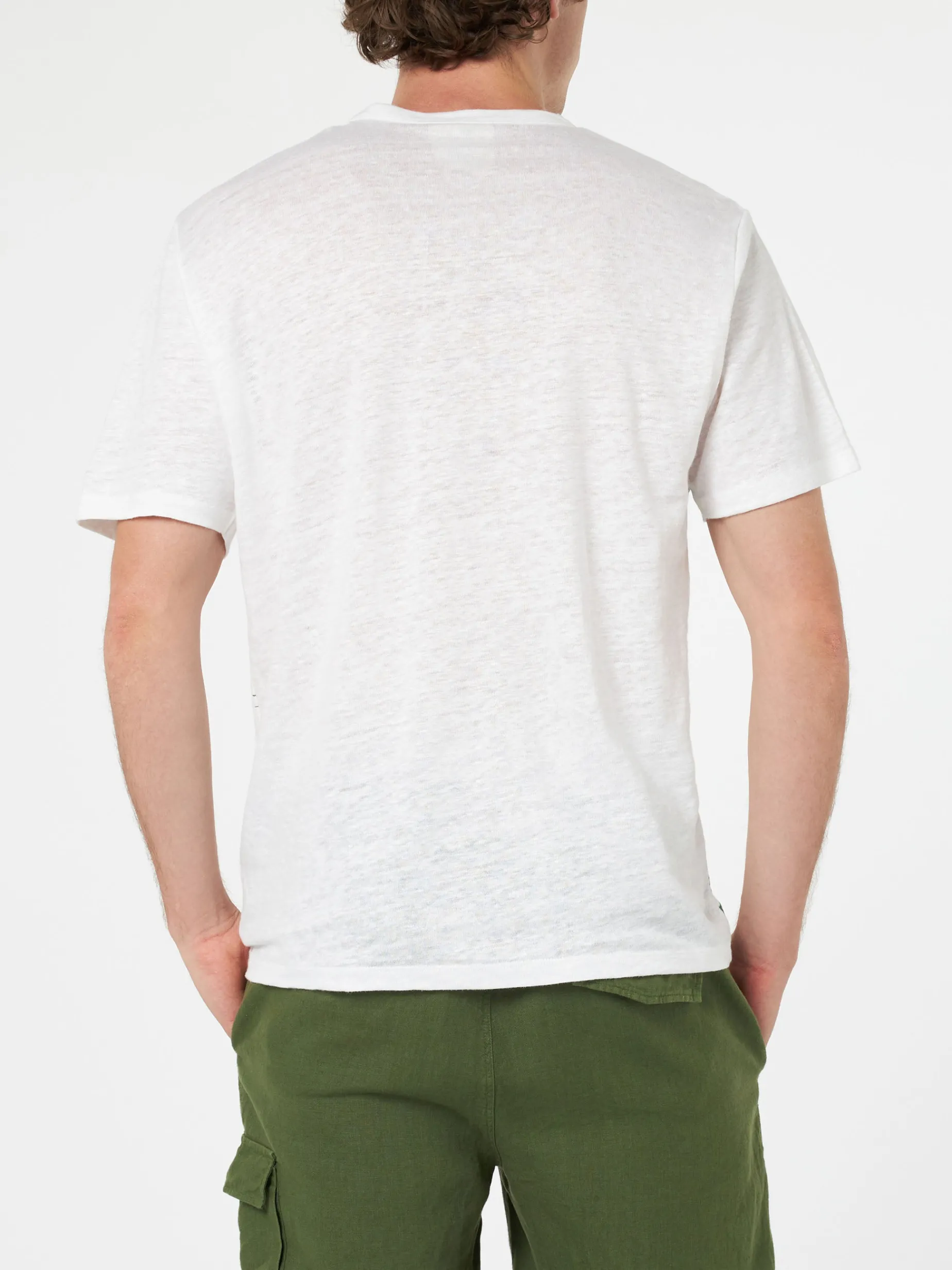 T-shirt da uomo Ecstasea in jersey di lino con stampa Capri piazzata e taschino ricamato