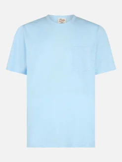 T-shirt da uomo Ecstasea in jersey di lino azzurro con taschino
