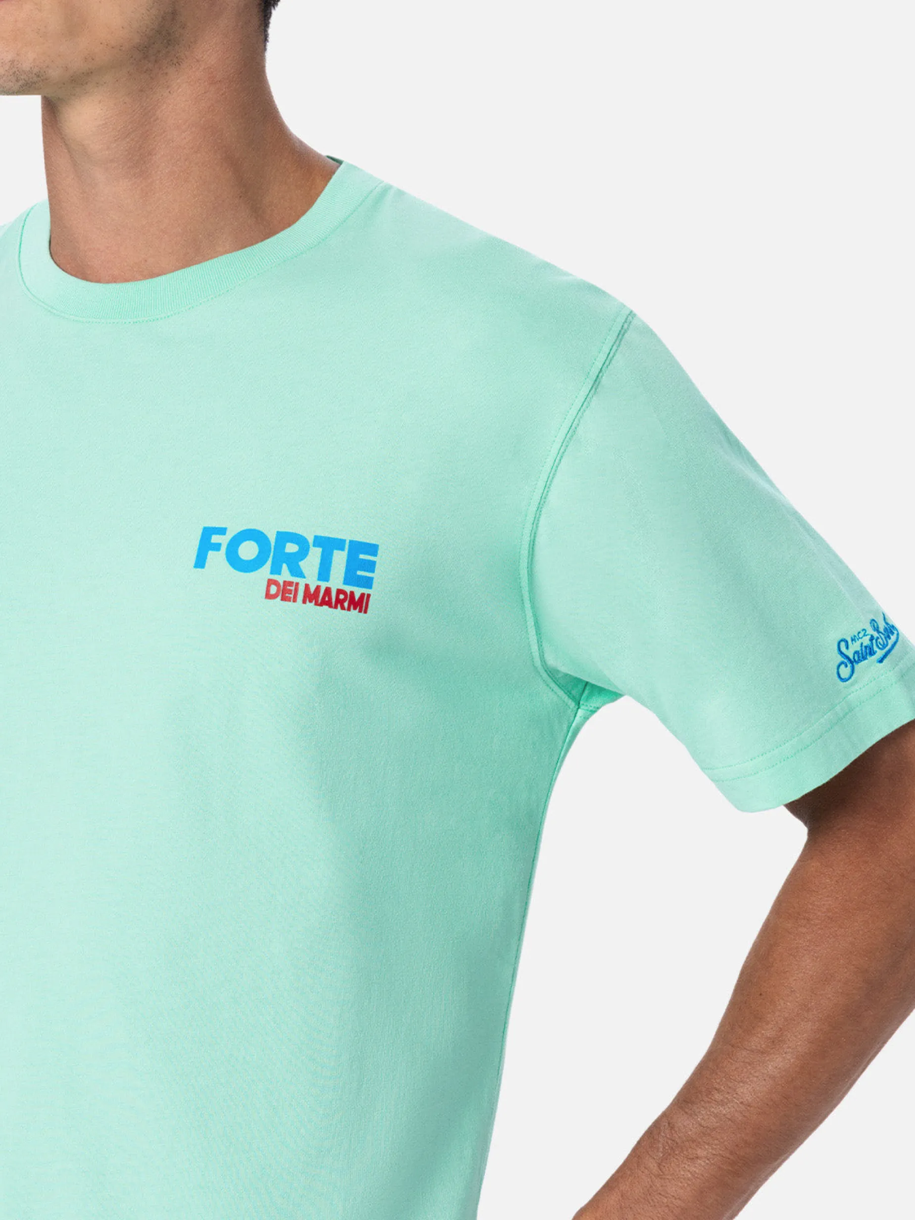 T-shirt da uomo in cotone con stampa piazzata cartolina Forte dei Marmi