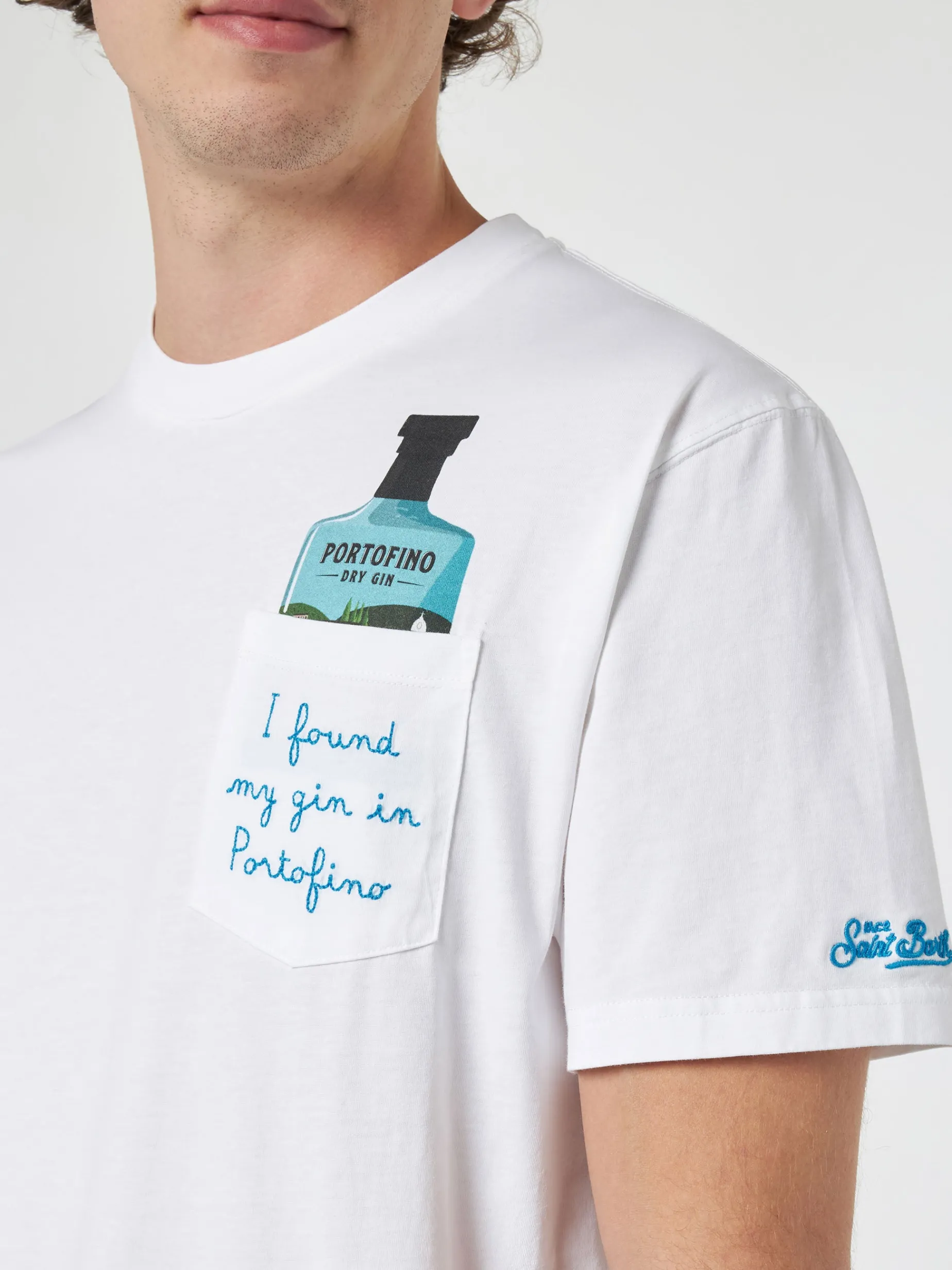 T-shirt da uomo in cotone Austin con ricamo Portofino Gin | PORTOFINO DRY GIN EDIZIONE SPECIALE
