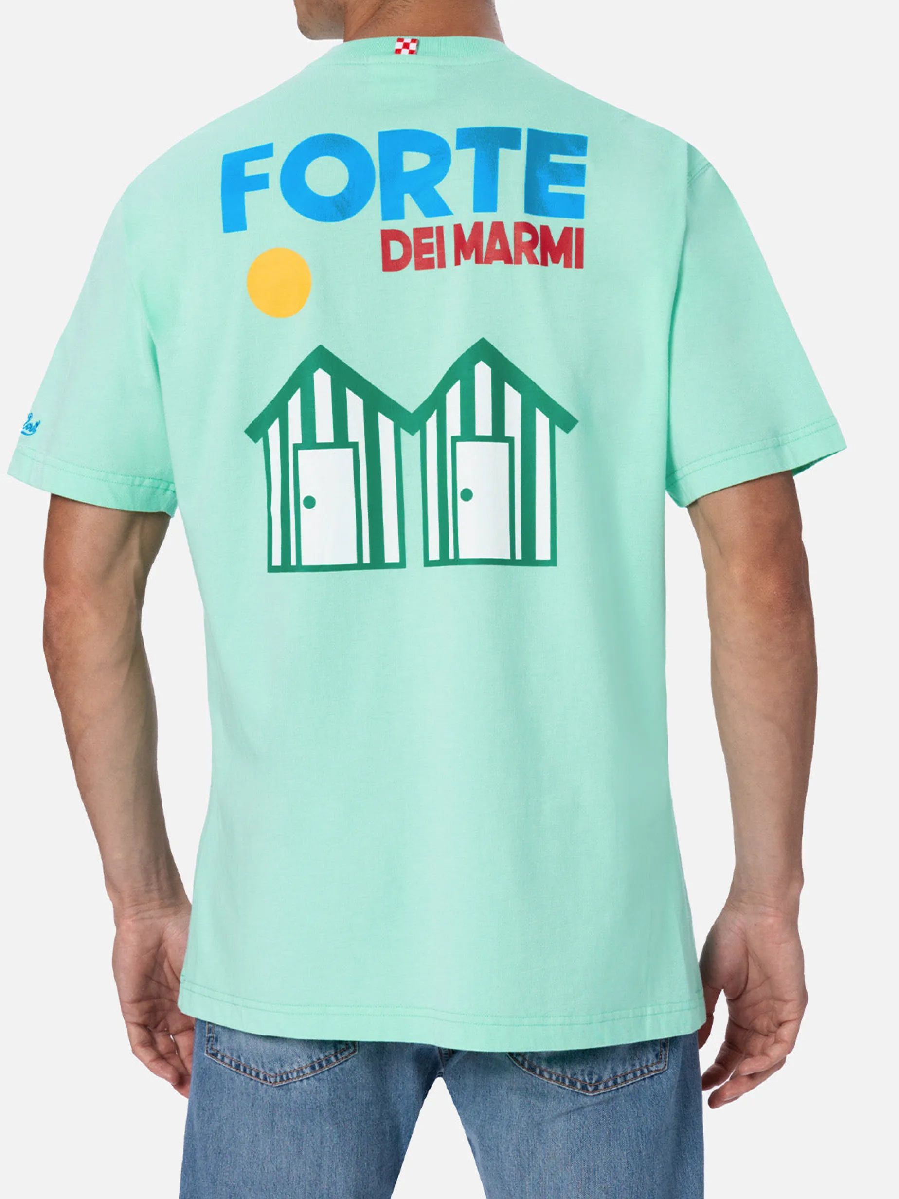 T-shirt da uomo in cotone con stampa piazzata cartolina Forte dei Marmi