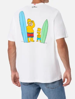 T-shirt da uomo in cotone con ricamo frontale The Simpsons e stampa sul retro | EDIZIONE SPECIALE SIMPSON