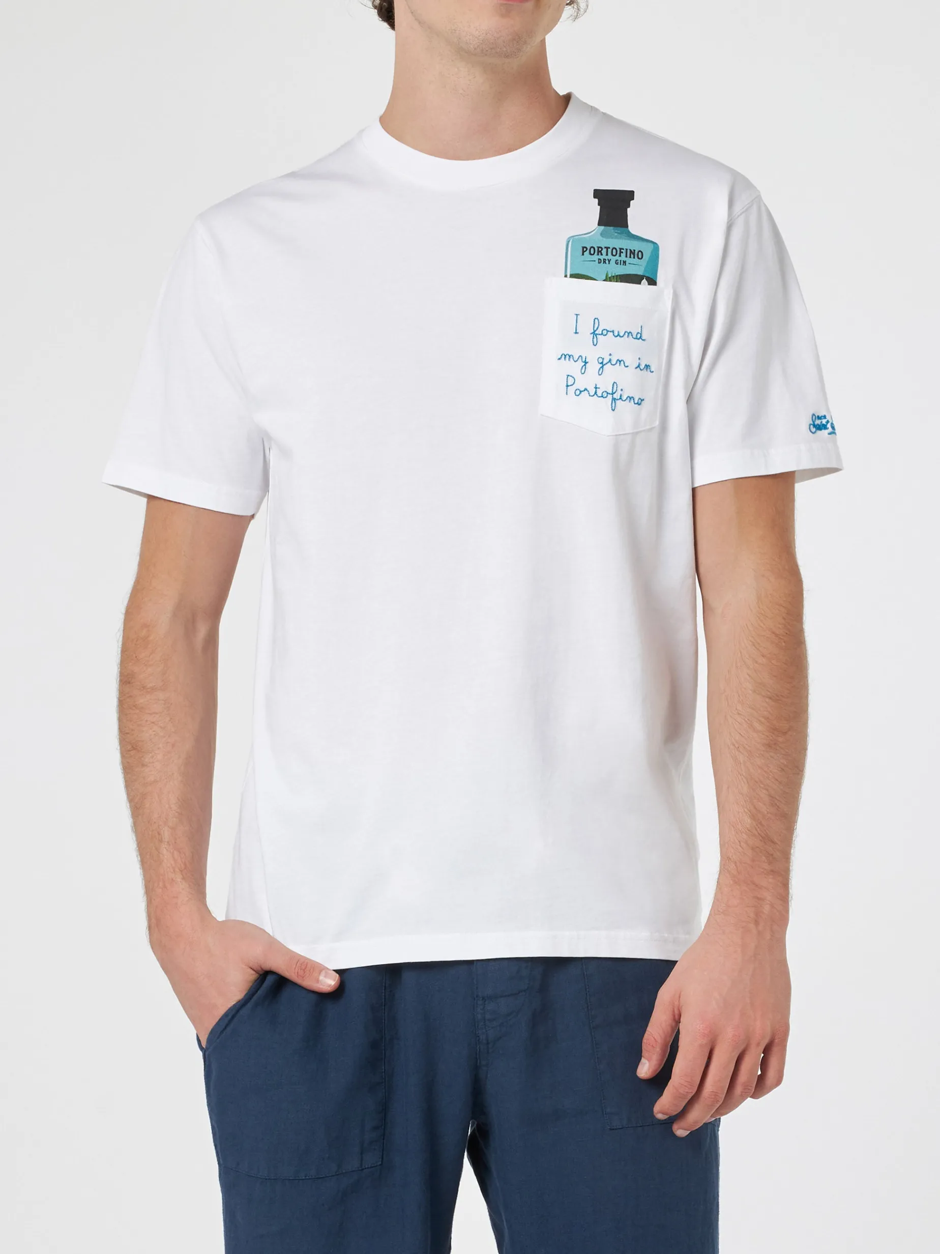 T-shirt da uomo in cotone Austin con ricamo Portofino Gin | PORTOFINO DRY GIN EDIZIONE SPECIALE