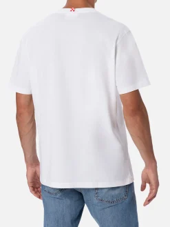 T-shirt da uomo in cotone con stampa piazzata e ricamo Fiat 500 | FIAT 500 EDIZIONE SPECIALE