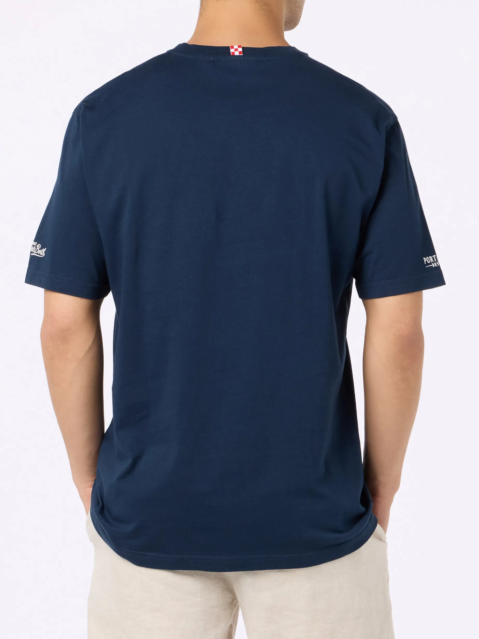 T-shirt da uomo in cotone con stampa piazzata Portofino Bay Martini | PORTOFINO DRY GIN EDIZIONE SPECIALE