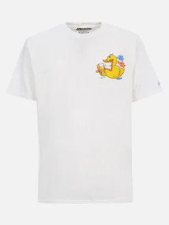T-shirt da uomo in cotone con stampa piazzata fronte e retro Cryptopuppets Ducky Aperitif | EDIZIONE SPECIALE CRYPTOPUPPETS