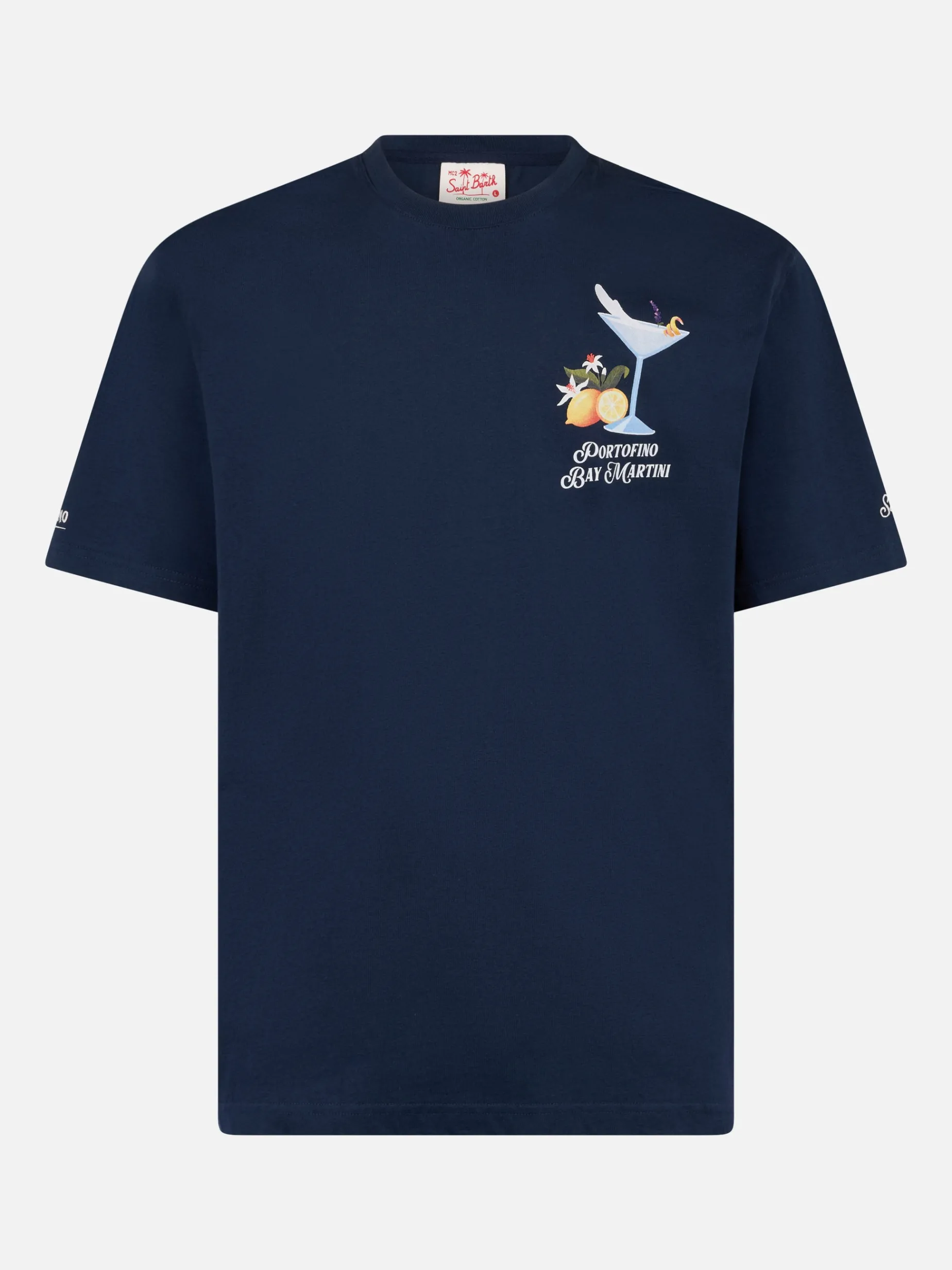 T-shirt da uomo in cotone con stampa piazzata Portofino Bay Martini | PORTOFINO DRY GIN EDIZIONE SPECIALE