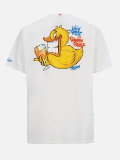 T-shirt da uomo in cotone con stampa piazzata fronte e retro Cryptopuppets Ducky Aperitif | EDIZIONE SPECIALE CRYPTOPUPPETS