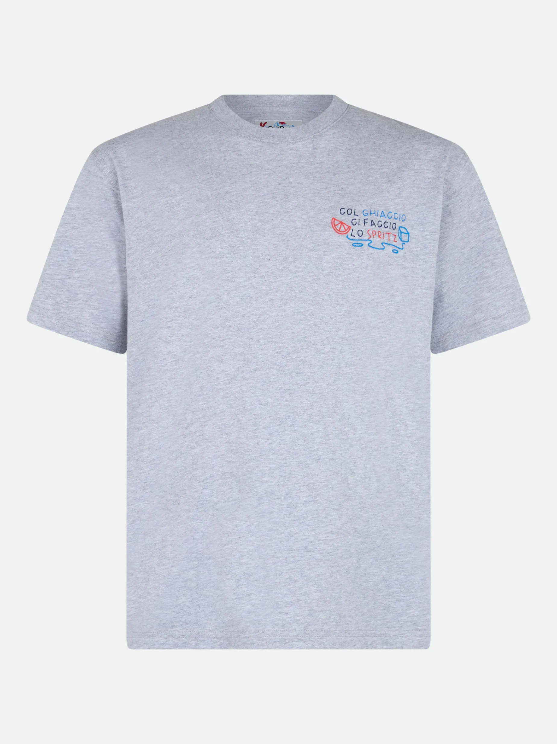 T-shirt da uomo in cotone pesante Arnott con ricamo Col ghiaccio ci faccio lo Spritz | EDIZIONE SPECIALE INSULTI LUMINOSI