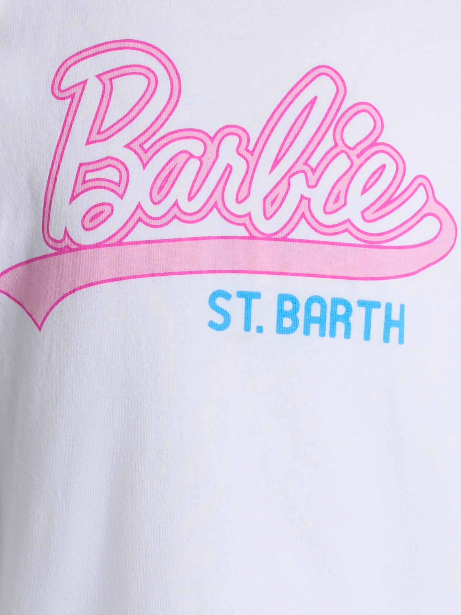 T-shirt girocollo da bambina in jersey di cotone Elly con stampa Barbie Saint Barth | EDIZIONE SPECIALE BARBIER