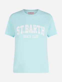 T-shirt girocollo in jersey di cotone da donna Emilie con stampa St. Barth beach club
