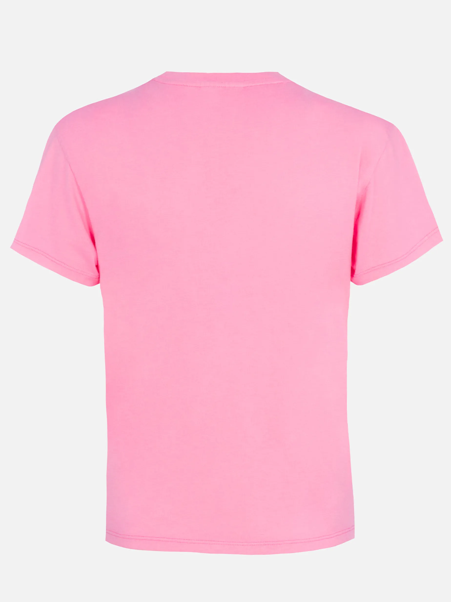 T-shirt girocollo in jersey di cotone rosa da donna Emilie con ricamo Bollicine, please