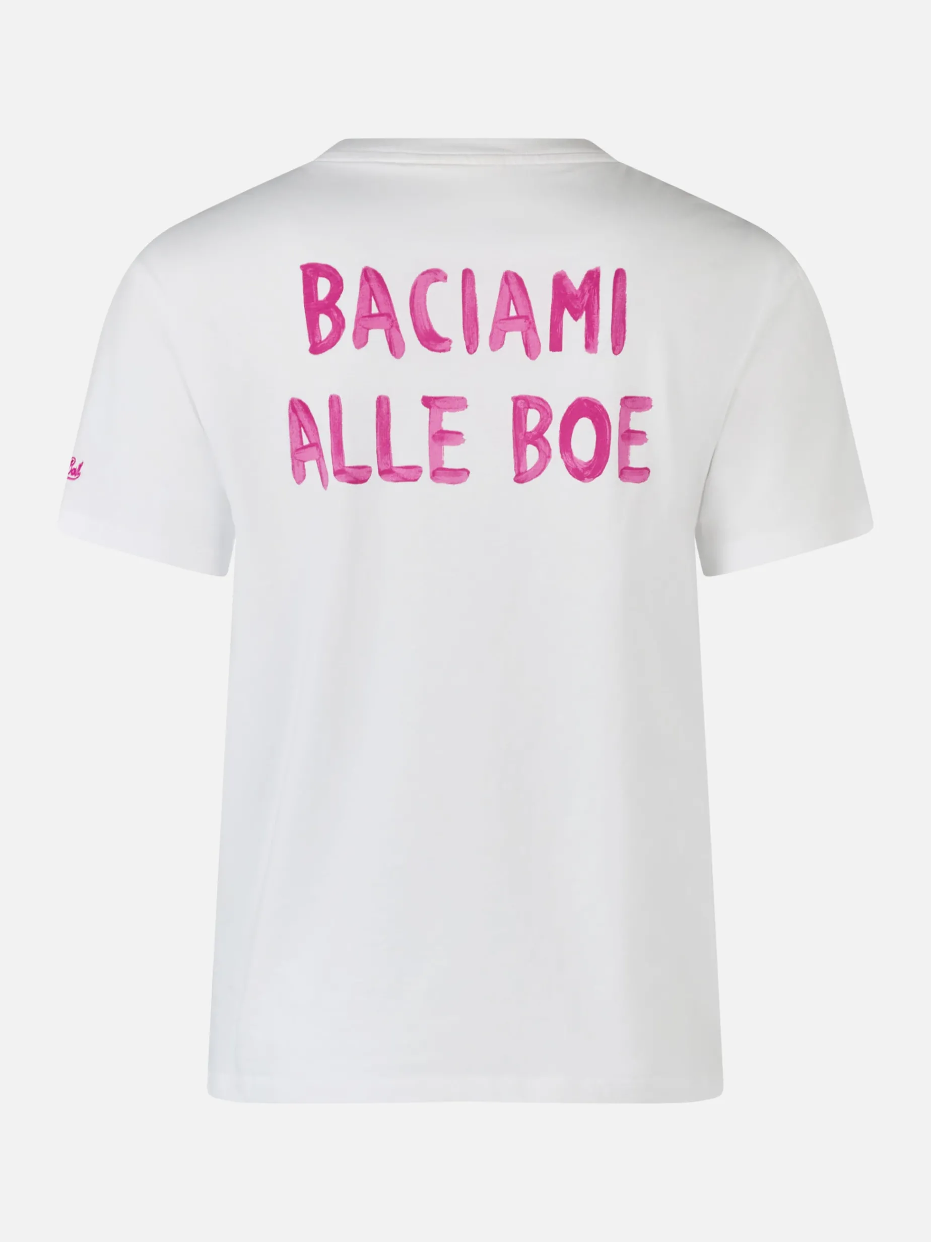T-shirt girocollo in jersey di cotone da donna Emilie con stampa Baciami alle Boe | ALLE BOE SPECIAL EDITION