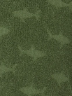 T-shirt militare da bambino in spugna Gary con motivo squalo in rilievo